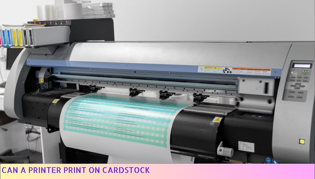 A printer printing on cardstock, showcasing its capability to handle thicker paper materials effectively.