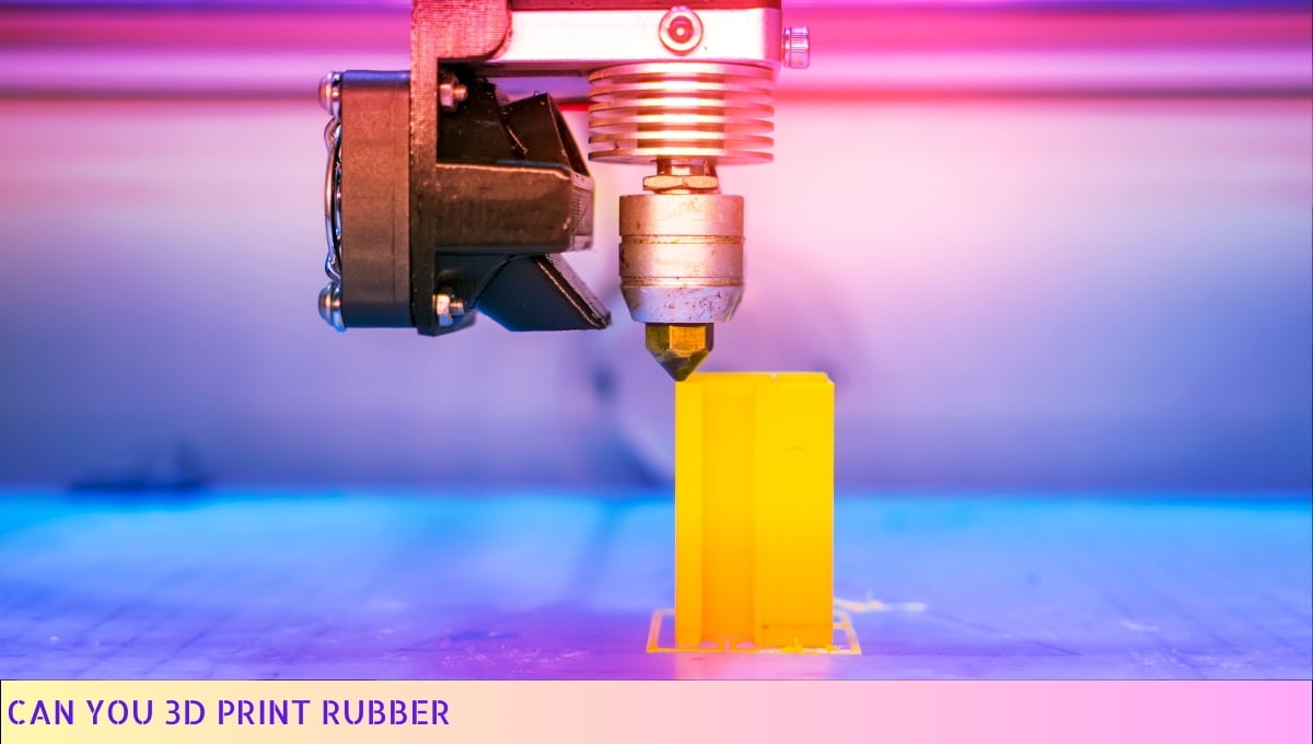 A 3D printer creating a rubber object.